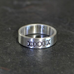 Moon phases ring made from solid sterling silver