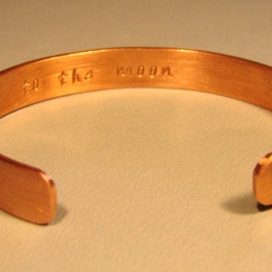 Copper Cuff Bracelet with Brushed Finish with Custom Engraving on Inside BR242 image 3