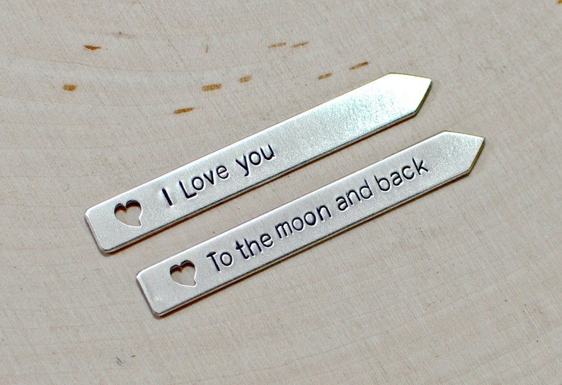 Collar Stays with I love you to the moon and back in sterling silver hearts Solid 925 CS761 image 5