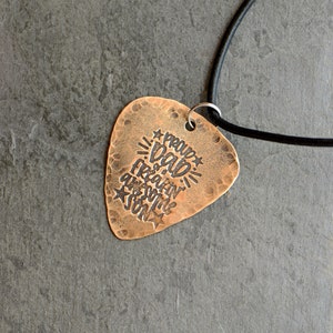 copper guitar pick necklace for dad - proud dad of a freakin awesome son