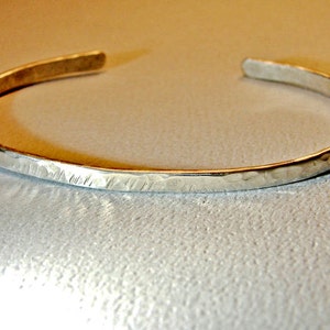 Bracelet-manchette délicat en argent sterling forgé à partir de fil rond Solide 925 BR091 image 4