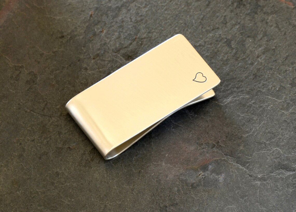 Silver money clip with a Heart and Space to Personalize | Etsy