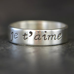 Sterling Silver  Je t’amine Ring handcrafted in the Language of Love