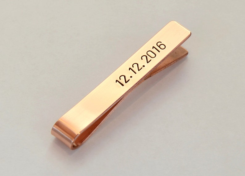 Personalized Copper Tie Clip for the 7th Anniversary or Custom Fashion Statements Tie Bar TB2671 image 2