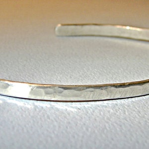 Dainty Sterling silver cuff Bracelet forged from round wire Solid 925 BR091 image 2