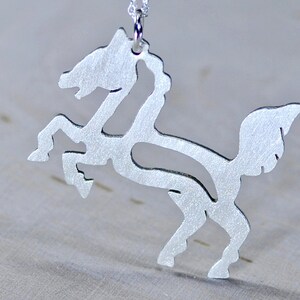 Sterling Silver Horse Necklace - solid sterling silver - handmade - 1 1/2 inch with 16 inch or 18 inch silver chain