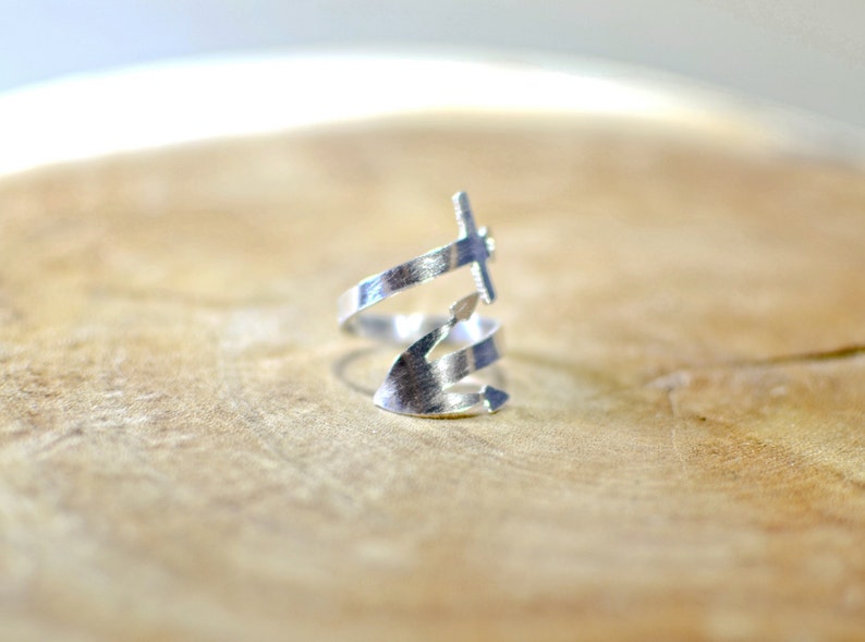 Sterling silver anchor wrap ring 925 RG718 image 4