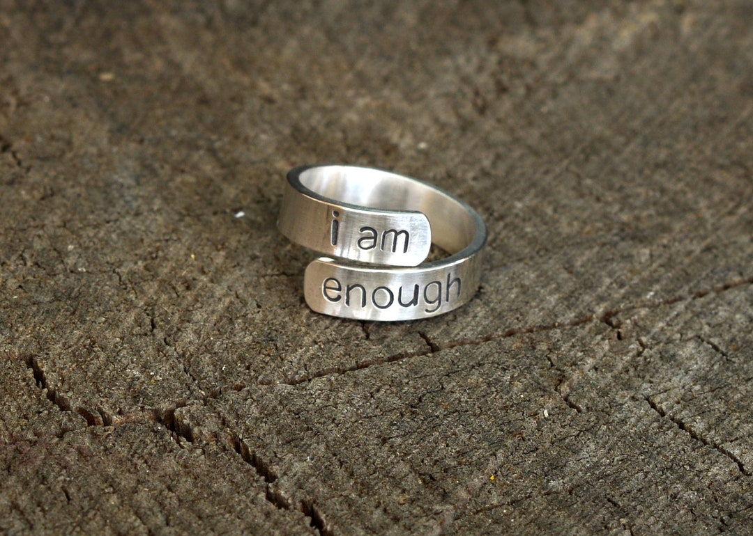 I Am Enough Inspirational Message Ring in 925 Sterling Silver