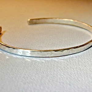 Dainty Sterling silver cuff Bracelet forged from round wire - Solid 925 BR091