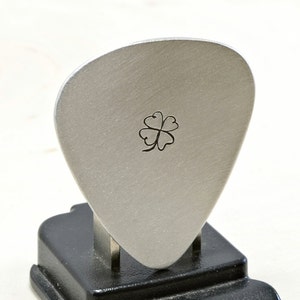 Four Leaf Clover Guitar Pick Handmade from Aluminum - GP600