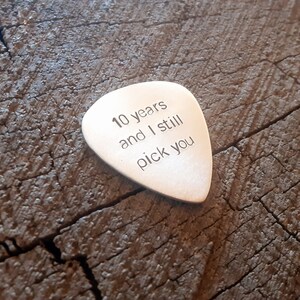 Aluminum guitar pick - playable for 10th anniversary - aluminum anniversary gift