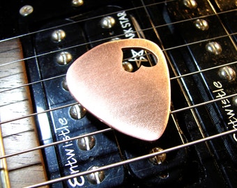 Love Guitar Pick in Copper with Heart Cut Out and Space to Personalize - GP659