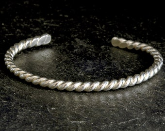 Sterling Silver Twisted Wire Cuff Bracelet - Solid 925 BR064