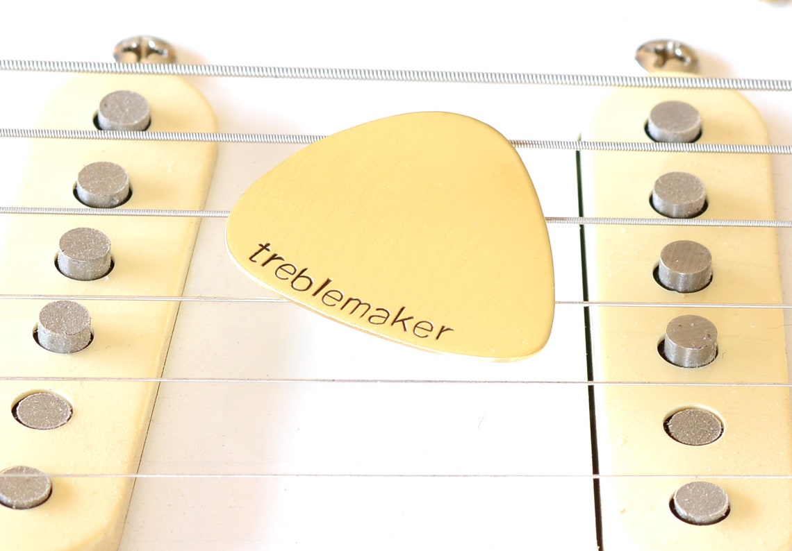 Bronze Guitar Pick With a Pun Treblemaker Fun Gift Pun Etsy