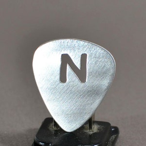 Personalized Guitar Pick Handmade from Aluminum with Custom Cut Out Initials GP7134 image 5