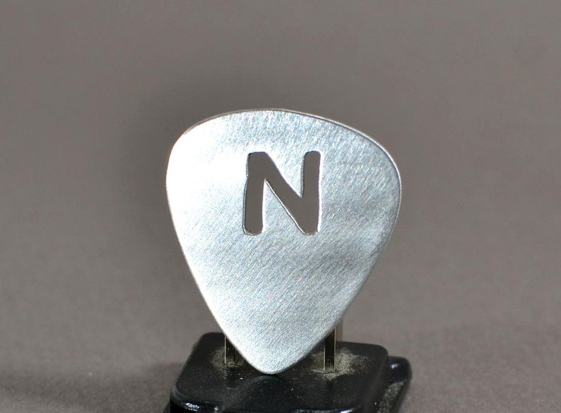 Personalized Guitar Pick Handmade from Aluminum with Custom Cut Out Initials GP7134 image 5