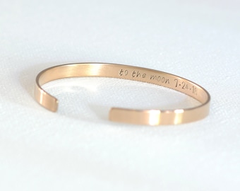 Love you to the moon and back inside stamped bronze cuff bracelet -  BBR11201817