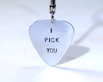 I pick you guitar pick keychain - playable guitar pick - customize me for valentines day