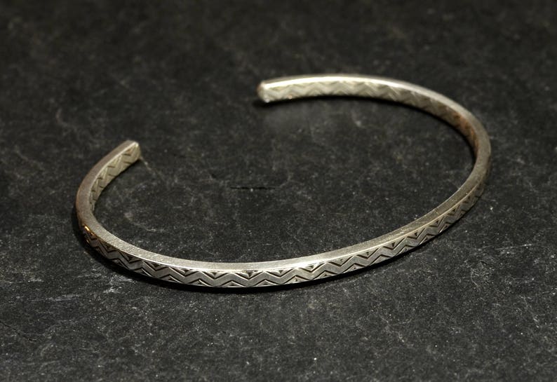 Dainty Sterling Silver Cuff Bracelet with Zig Zag Pattern solid 925 BR8832 image 3