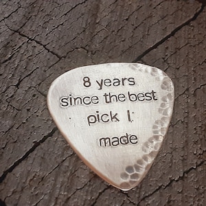 bronze guitar pick for 8th anniversary - bronze anniversary ( 8th or 19th ) - playable metal guitar pick