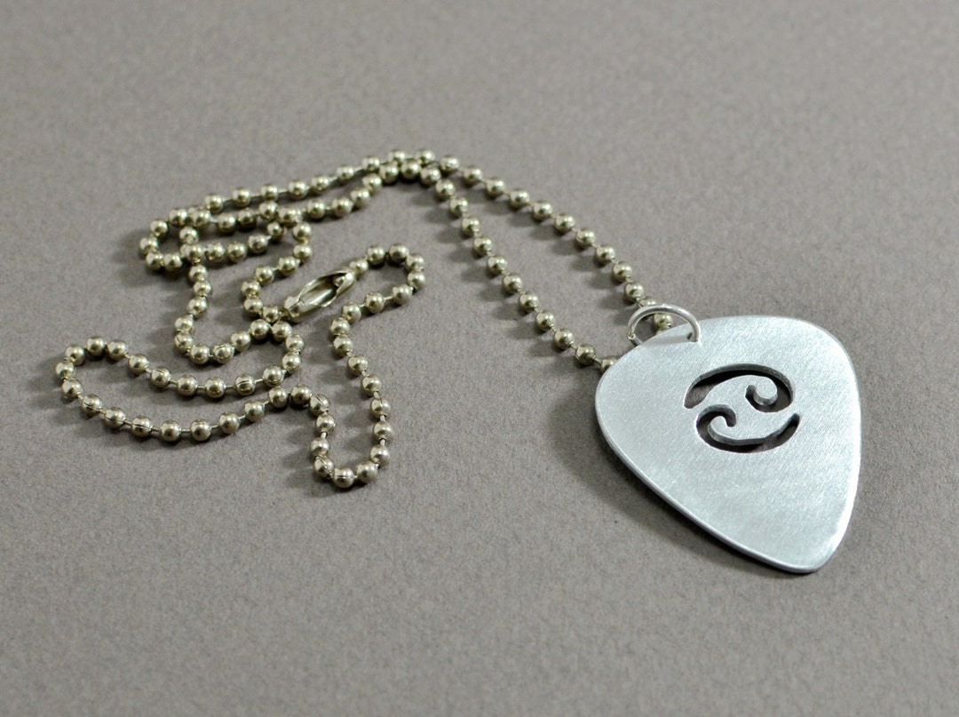 Sterling Guitar Pick Pendant With Personalized Horoscope Sign Etsy