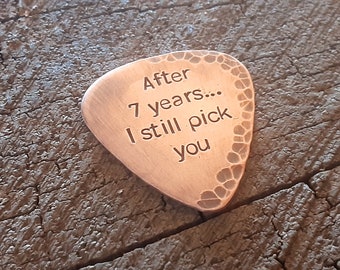 copper guitar pick - playable for 7th anniversary - copper anniversary - rustic copper guitar pick