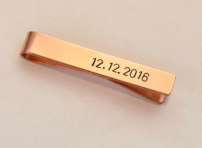 Personalized Copper Tie Clip for the 7th Anniversary or Custom Fashion Statements Tie Bar TB2671 image 1