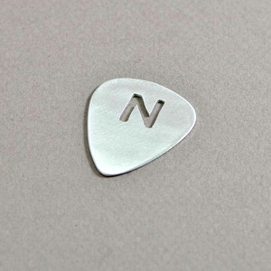 Personalized Guitar Pick Handmade from Aluminum with Custom Cut Out Initials GP7134 image 2