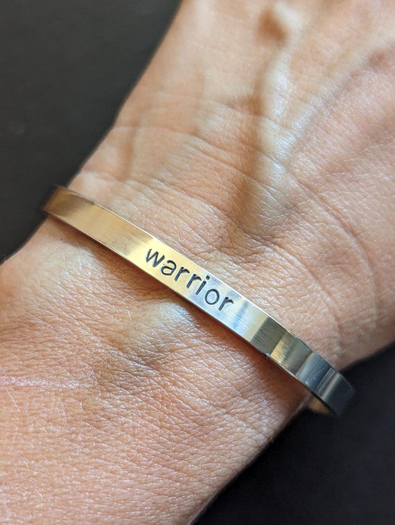Sterling Silver Warrior Cuff Bracelet for a Cancer Survivor Solid925 BR515 Etsy
