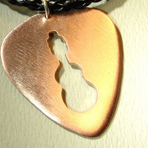 Copper Guitar Pick Necklace with Rock and Roll Artisan Acoustic Guitar Pick Cut Out - NL474
