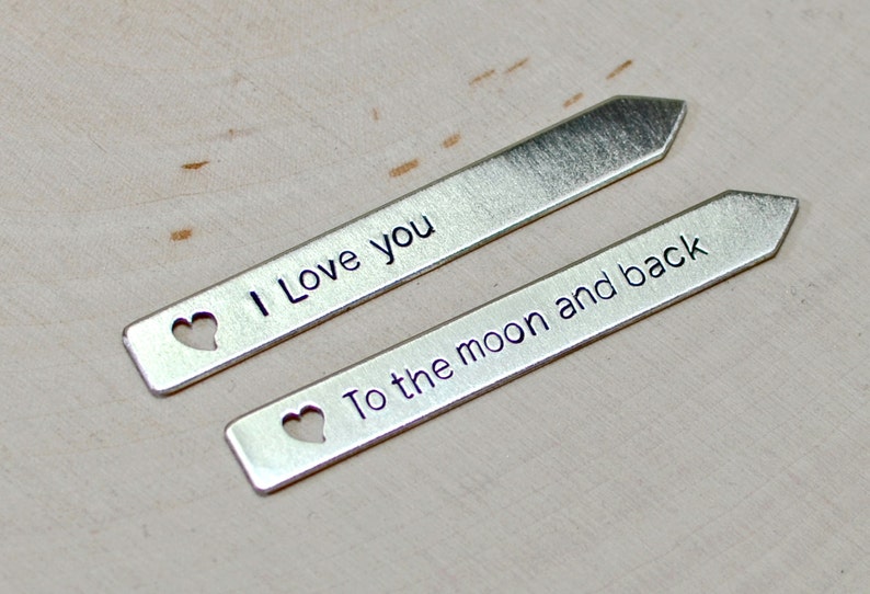 Collar Stays with I love you to the moon and back in sterling silver hearts Solid 925 CS761 image 2