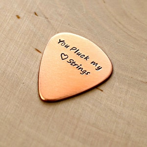 Copper guitar pick with you pluck my heart strings GP800 image 2