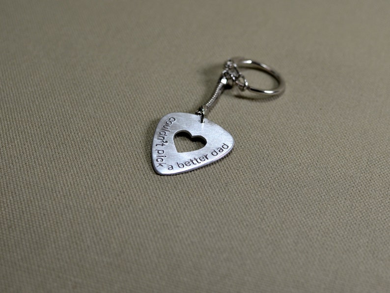 Dad sterling silver guitar pick keychain image 4
