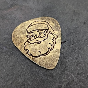 Brass guitar pick - playable with Santa Claus - Stocking stuffer - Guitarist gift