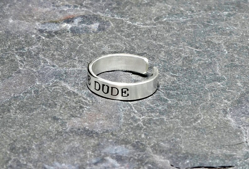 Sterling silver men's toe ring with I'm the dude Solid 925 TR436 image 4