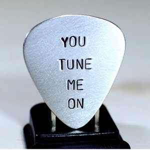 Guitar Pick with You Tune Me On Handmade in Aluminum GP904 image 5