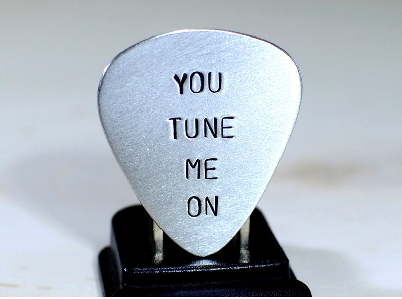 Guitar Pick with You Tune Me On Handmade in Aluminum GP904 image 5