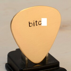 Bitc* Guitar Pick in Bronze for the Rebellious Rocker