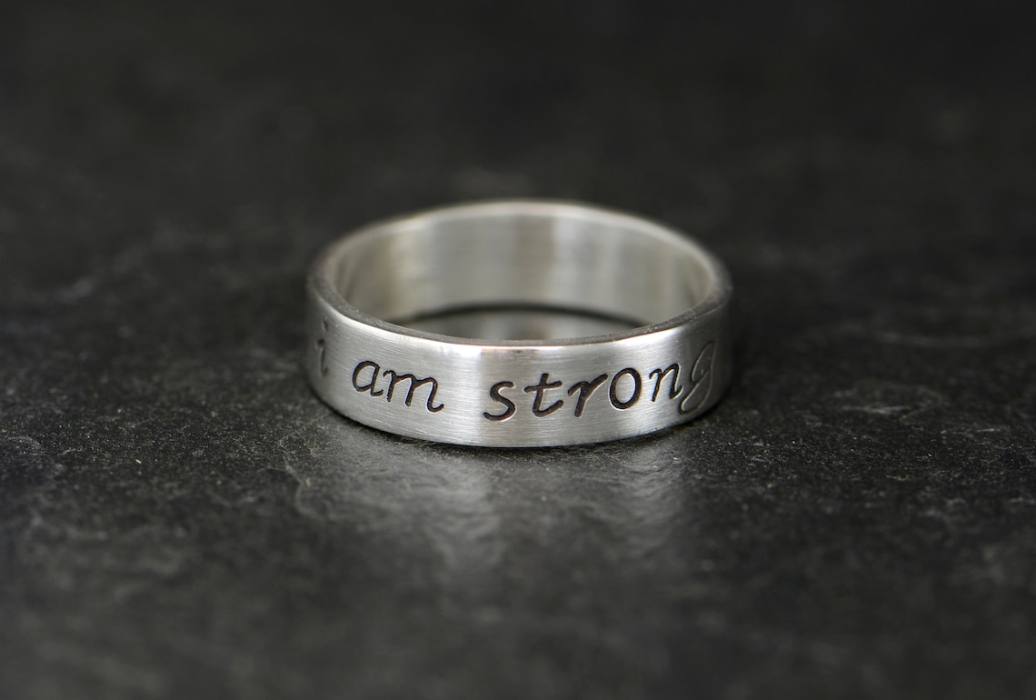 Sterling Silver Ring With I Am Strong Customizable Make It Etsy