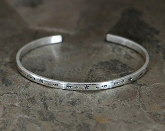 dainty sterling silver arrow bracelet - stacking cuff bracelet