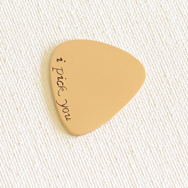 I Pick You Bronze Guitar Pick in Fancy Script - GP11201825