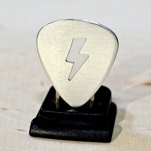 Lightning bolt sterling silver guitar pick can be personalized with engraving image 5