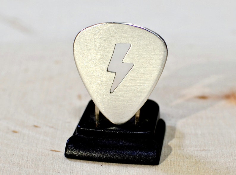 Lightning bolt sterling silver guitar pick can be personalized with engraving image 5