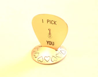 Bronze I Pick You Guitar Pick with Guitar for your Special Musician – Fast Shipping for Valentine’s Day FSGP8185