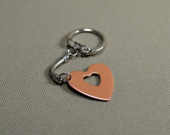 copper keyring heart - heart shaped keychain - personalize me