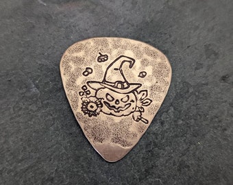 Copper guitar pick - playable with pumpkin