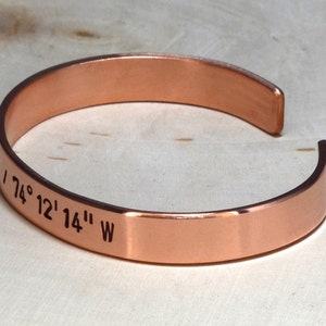 Copper latitude longitude cuff bracelet custom copper cuff back to school BR023 image 5