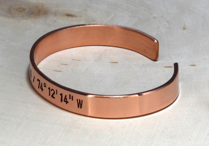 Copper latitude longitude cuff bracelet custom copper cuff back to school BR023 image 5