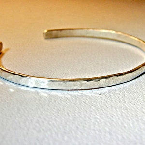 Dainty Sterling silver cuff Bracelet forged from round wire Solid 925 BR091 image 5