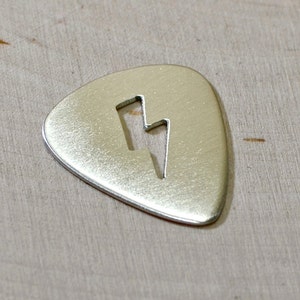 Lightning bolt sterling silver guitar pick can be personalized with engraving image 2